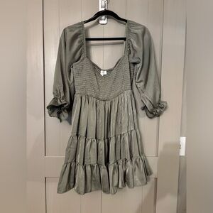 Silky olive green dress